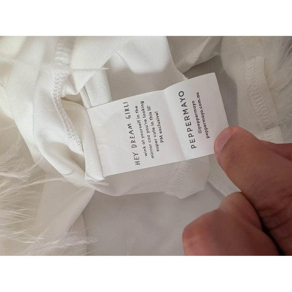 Peppermayo Lucia In Love Skirt White Feather‎ Trim Mini A Line Size 4 NEW Bridal
